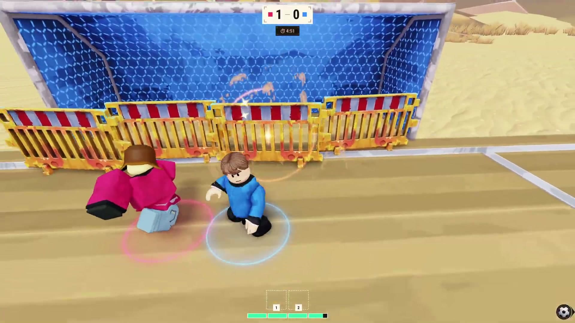 Repotted's official trailer shows barricades defending the goal during live play.