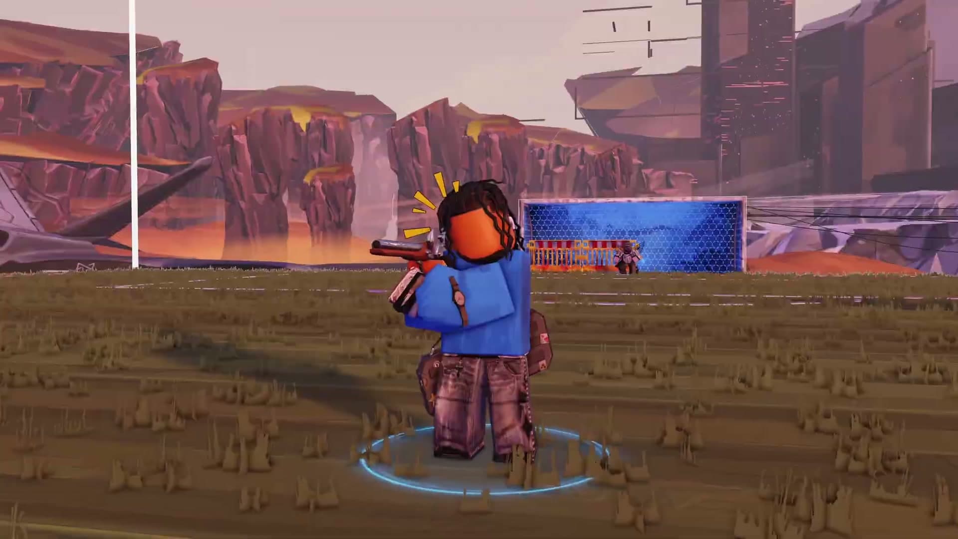 Repotted's official trailer shows an armed player standing on the pitch.